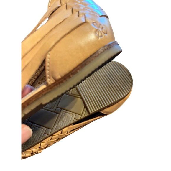 Sam Edelman Leather Woven Flat Tan 9.5 Neutral Minimalist Boho Indie Folk Chic - Picture 8 of 11